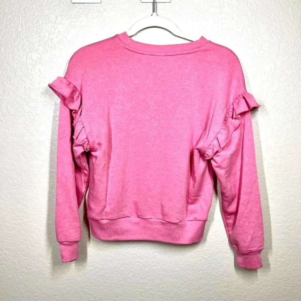 Gap kids Pink sweater long sleeve sweatshirt ruffle detail on sleeve size XL(12)